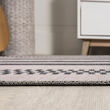 Vichy Geometric Striped Machine-washable Area Rug